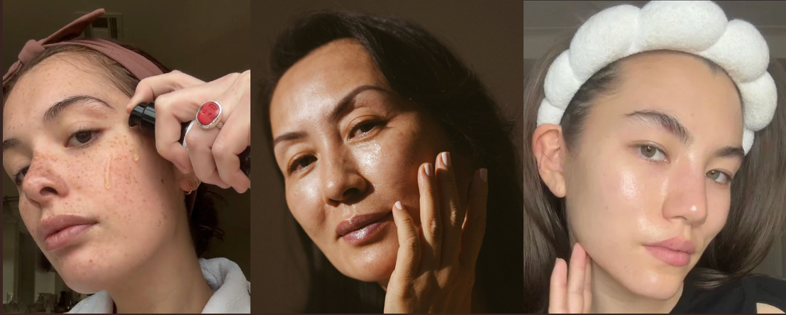 Women touching face, healthy skin