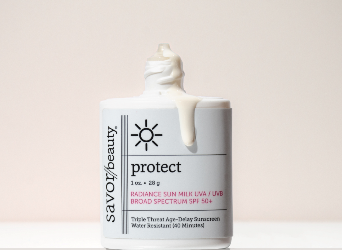 close up of SPF milky texture