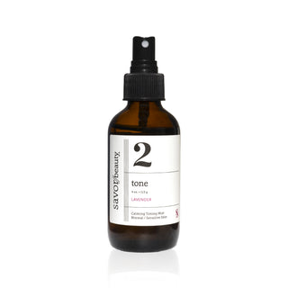 Savor Beauty Toning Mist spray bottle on a white background